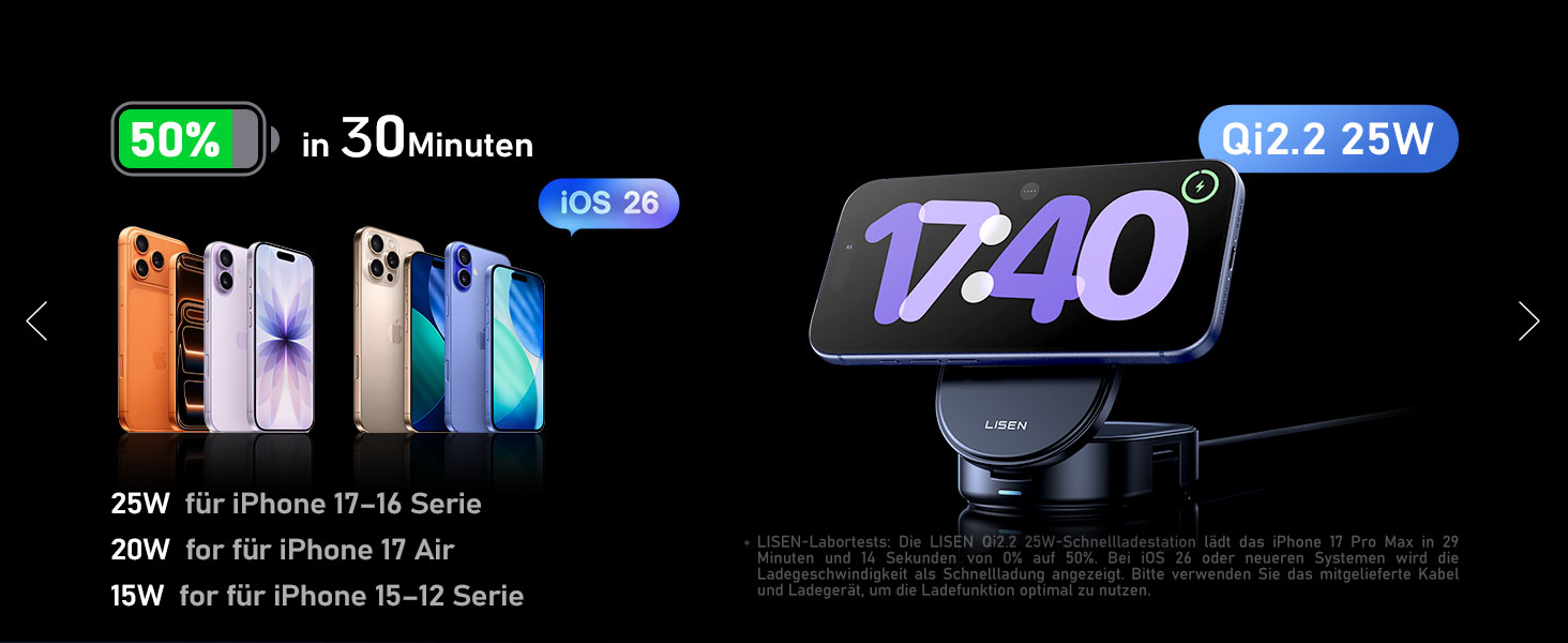 Зарядна станція LISEN 3-в-1 MagSafe для Apple iPhone, Apple Watch та AirPods (25W, Qi2.2) з мережею 45W