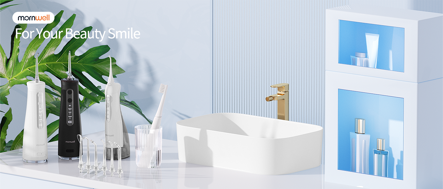 Електрична іригатор Munddusche Mornwell 330 мл з 4 насадками, 3 режими, USB-зарядка, водонепроникний IPX7, для дому та подорожей, чорний