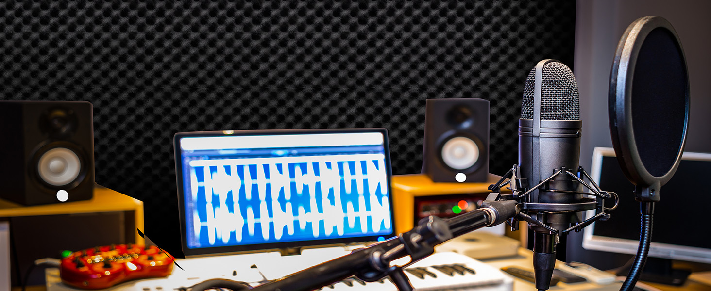 Акустичні панелі JBER самоклеючі, шумопоглинаючі плити з пінопласту 30x30x3 см, 12 шт. — звукоізоляція для студії, офісу та спальні, чорні