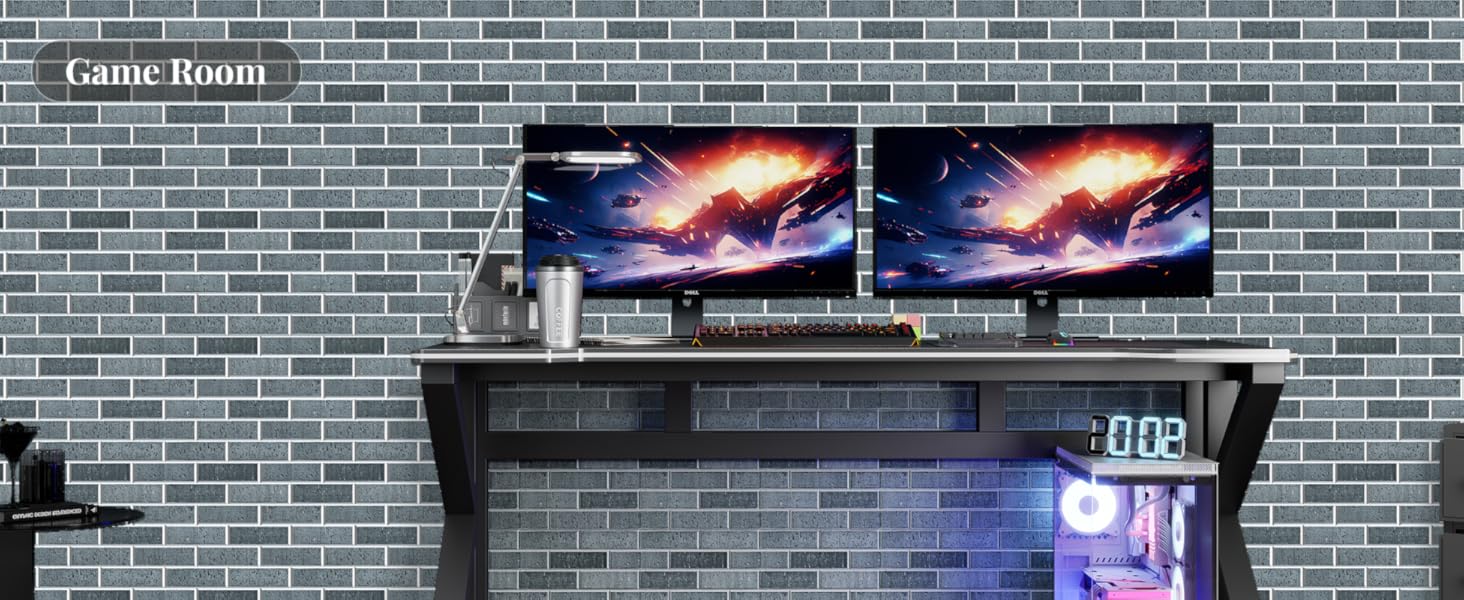 Акустичні панелі JBER самоклейні для звукоізоляції, шумопоглинаючі стінові панелі «цегляний» для студії, геймерської кімнати та офісу, 30x30x1 см, 12 шт, колір чорний крейда