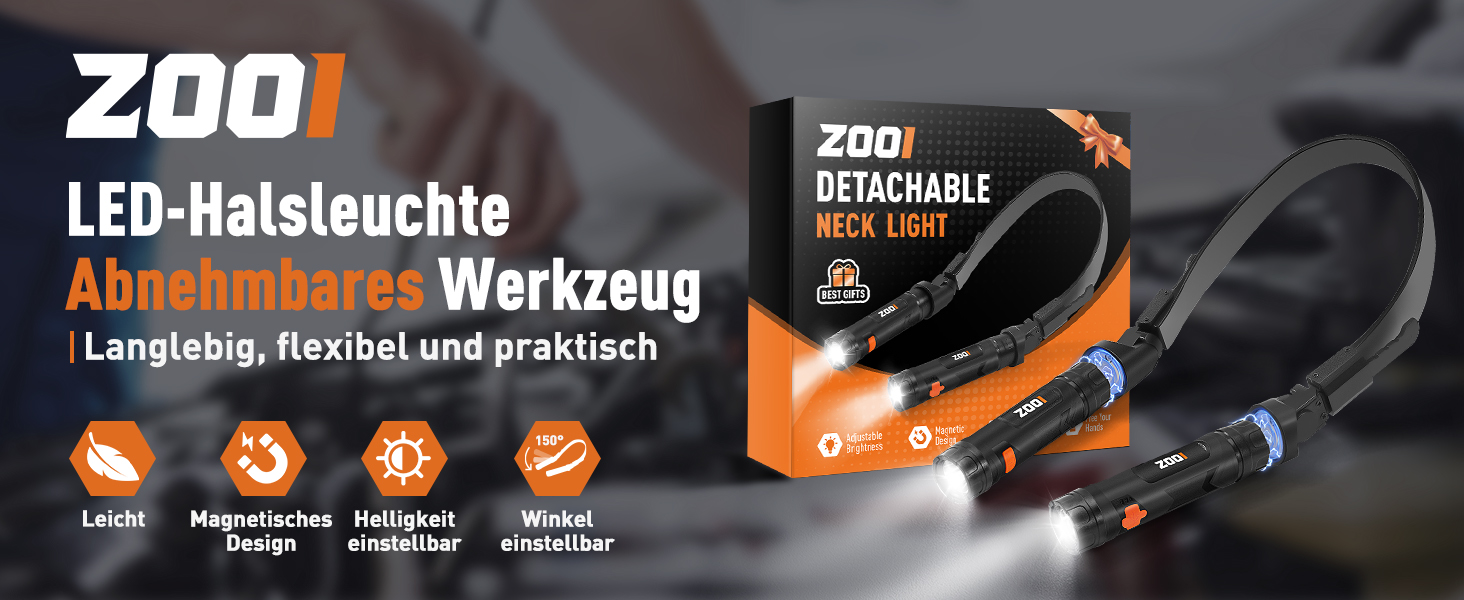 Ліхтарик на шию магнітний для читання ZOOI - подарунок для чоловіків, тата на День батька, оригінальний презент