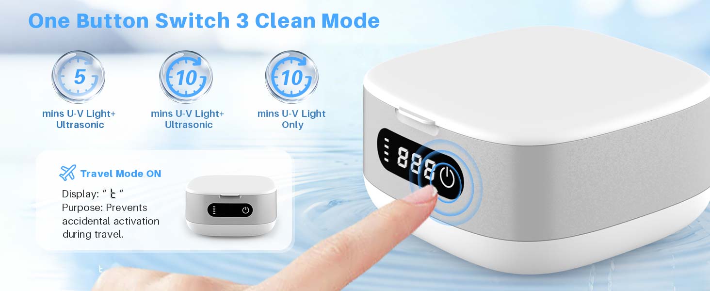 Ультразвуковий очищувач Voraiya 4000mAh IPX7 для зубних протезів, брекетів, кап, ювелірних виробів, срібла - портативний, акумуляторний