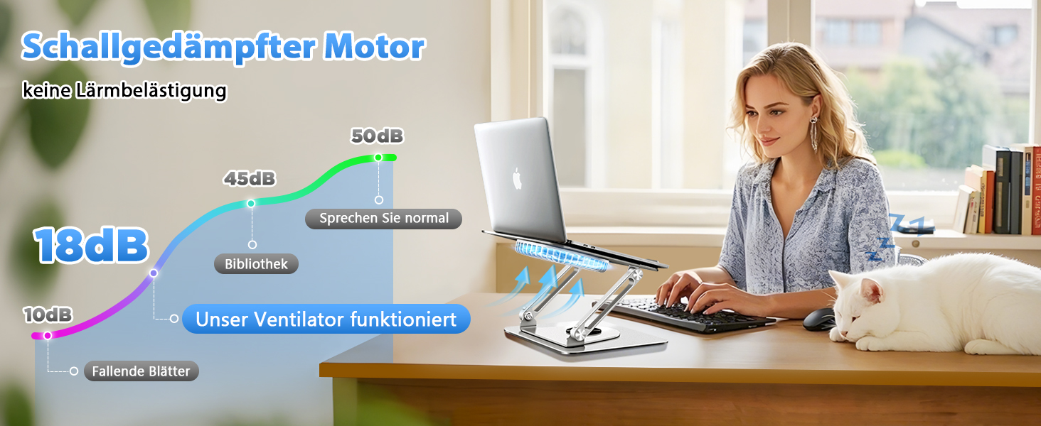 Підставка для ноутбука ICARE з магнітним кулером, 360° обертання, до 10 кг, тиха (18dB), для ноутбуків та планшетів до 16 дюймів, срібна