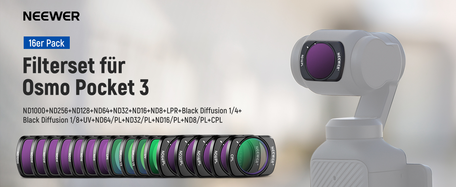 Набір фільтрів NEEWER для DJI Osmo Pocket 3: ND, PL, CPL, UV, ефектні фільтри