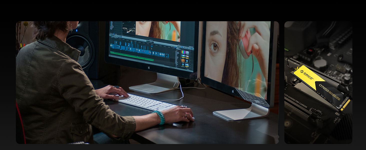 ORICO NVMe SSD 1TB PCIe 4.0 M.2 2280 Внутрішній SSD з радіатором для ПК та ноутбуків (7000 MB/s чтение, 6500 MB/s запись)