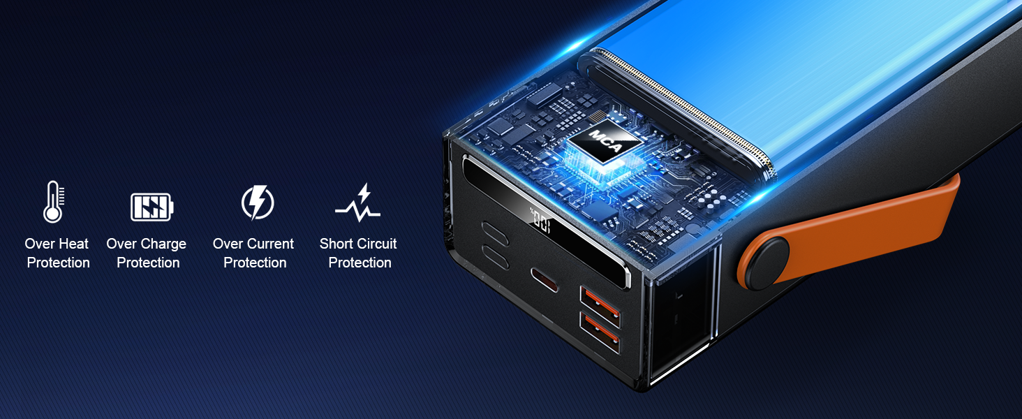 Power Bank CUZAR 50000mAh з USB-C PD, 5 виходів та 2 входи, сумісний з iPhone, iPad, Samsung (Оранжевий)