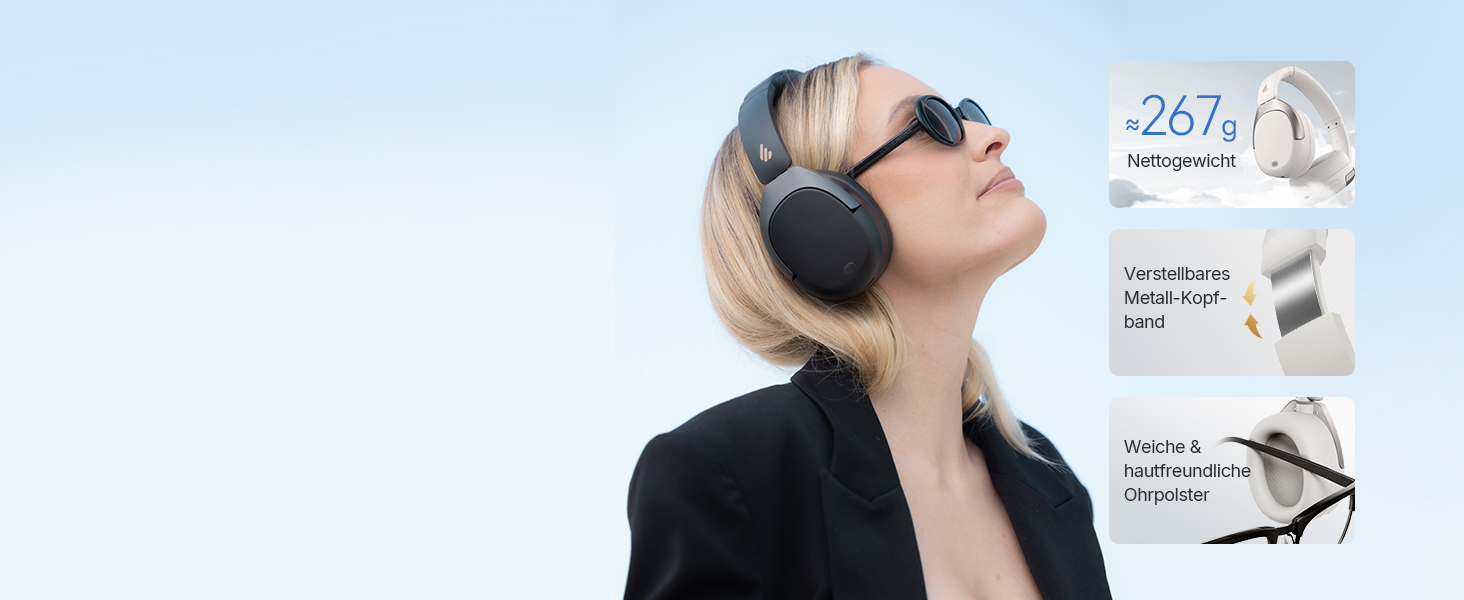Edifier W830NB Бездротові навушники Over-Ear з ANC -45dB, 94год. акумулятор, LDAC Hi-Res звук, Spatial Audio, швидка зарядка, Bluetooth V5.4 (Слонова кістка)