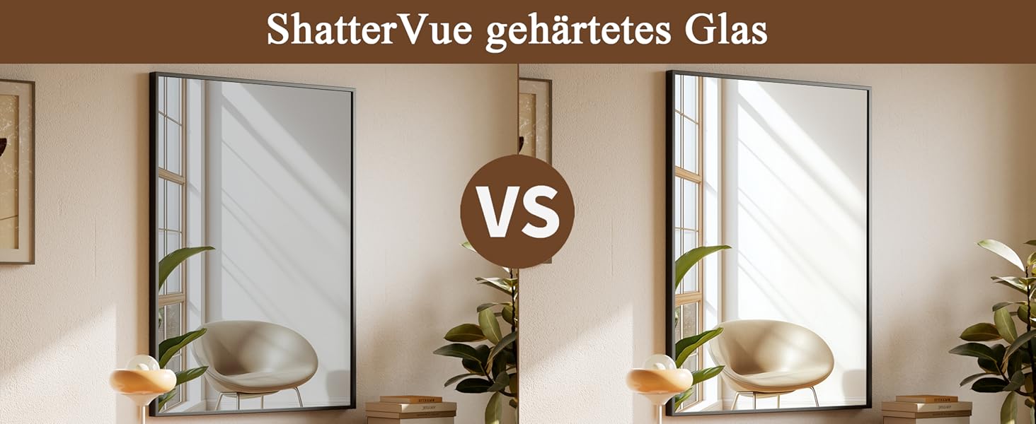 Дзеркало настінне прямокутне BEAUTYPEAK 81x61 см з металевим каркасом, безпечне, для ванної, спальні, вітальні (Чорний)