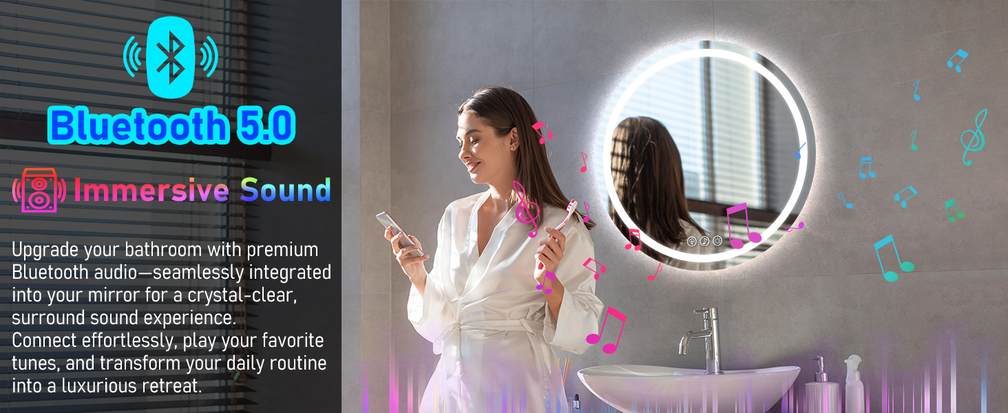 Дзеркало для ванної кімнати 50x70 см з LED-підсвічуванням, антизапарювання, диммування, 3 кольори світла