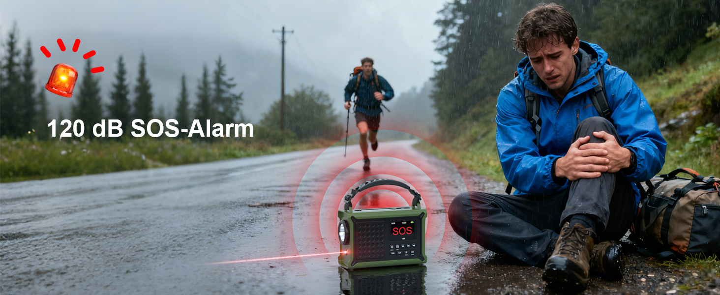 Радіоприймач Kurbelradio з DAB/DAB+/UKW, акумулятор 12000mAh, сонячна панель 8500mm², ручний генератор, Bluetooth 5.0, ліхтарик та світло для читання, для відпочинку на природі, кемпінгу, зелений