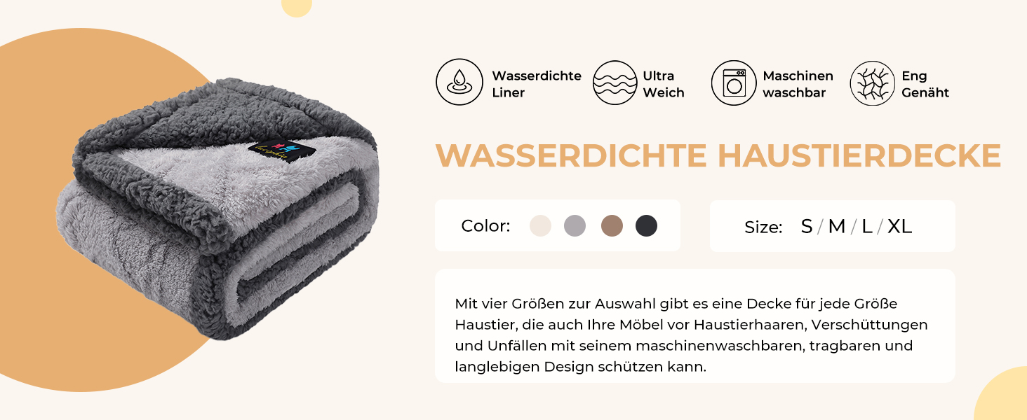 Водонепроникний коврик для собак Luciphia, миючий, для собак, котів, цуценят, м'який флісовий коврик з Sherpa, середнього та великого розміру для ліжка, дивана, софи, (102 * 145cm) (145 * 165cm), сірий в клітинку