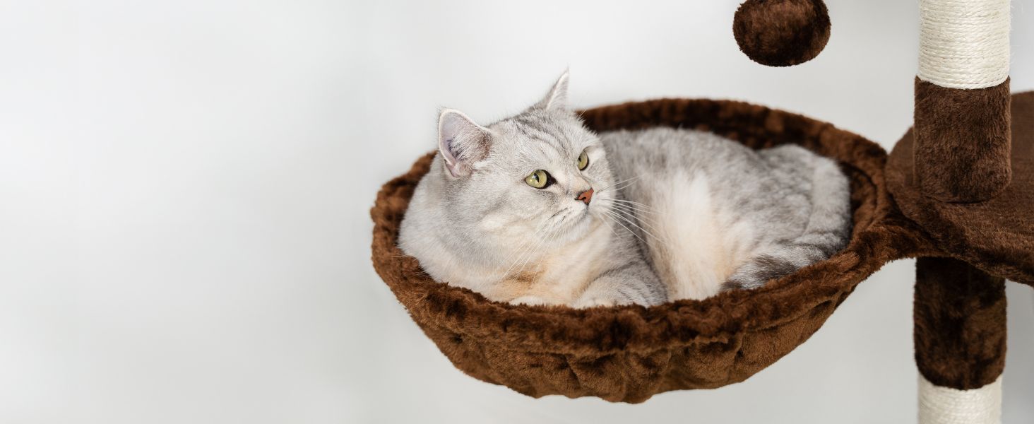 Крісло-гніздо для кота з м'якого плюшу на котячий будиночок, Ø 40 см, глибина 25 см, зручне ліжко для будь-якого котячого будиночка з різьбленням M8, міцний металевий каркас для котів будь-якого розміру, світло-сірий