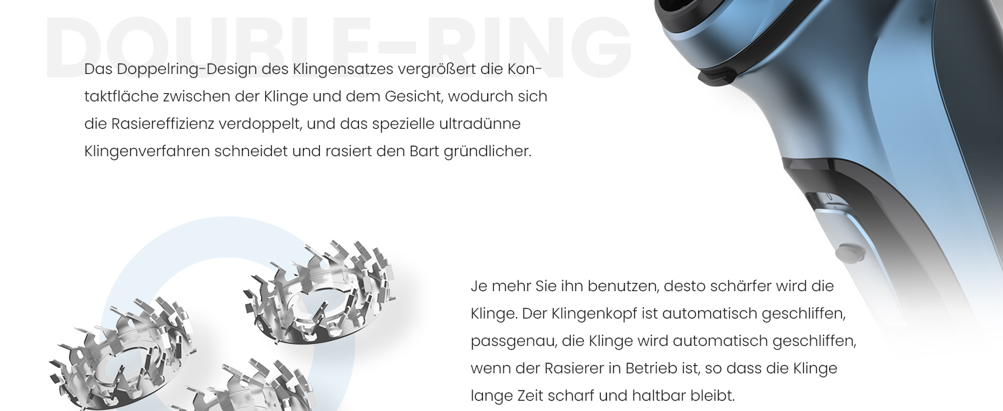 Електричний чоловічий бритва Sejoy, сухою, з підзарядкою, з висувним тримером, швидка зарядка за 1 годину, 3D плаваюча головка, LCD дисплей (синій)