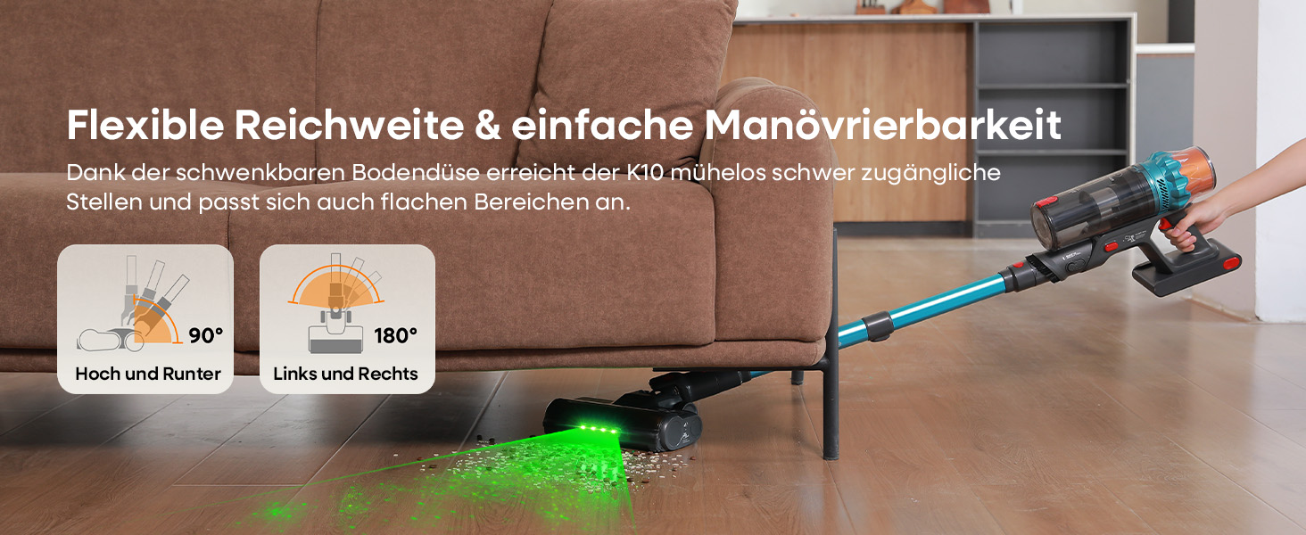 Акумуляторний пилосос ElecKeys K10: 50000Pa, 600W, 70хв, LED дисплей, 1.8L, антинамотування, для тварин, килимів, твердих поверхонь, авто, блакитний