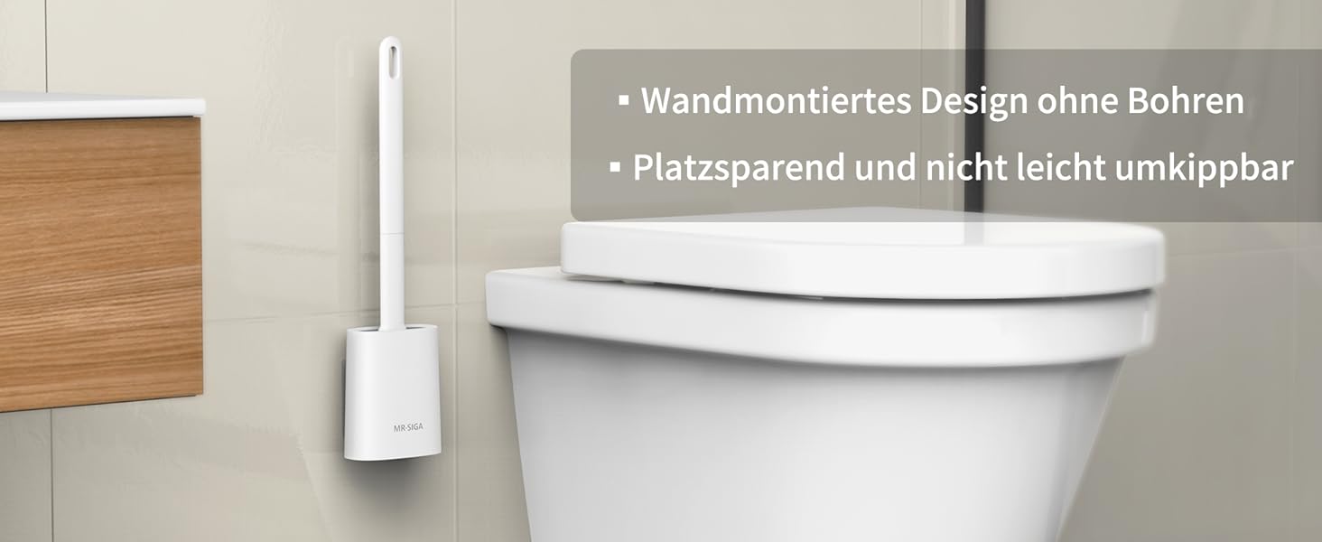 Набір щітки для унітазу та тримача MR.SlGA, настінний монтаж, компактний дизайн, білий, 2 шт.