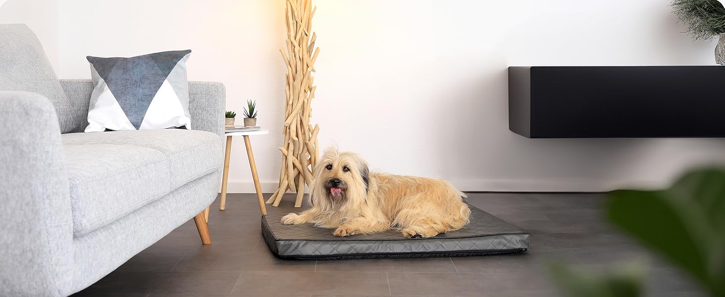 Ортопедичний килимок для собак Lionto з Memory Foam, 80x55 см, сірий. Знімний чохол, антиковзаюча підкладка.