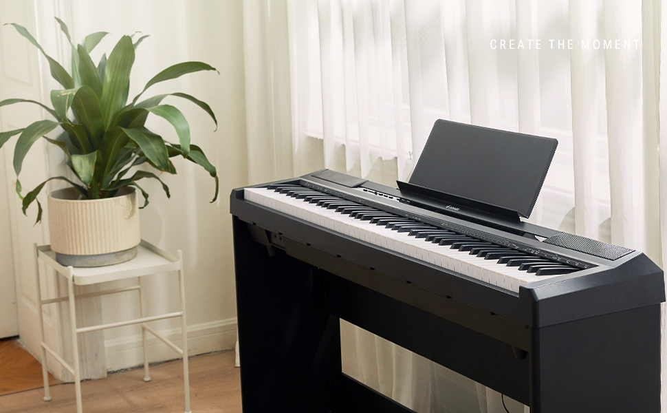 Електронне піаніно Donner DEP-10S 88 клавіш, напівзважені, для початківців, з підставкою та педаллю, чорне