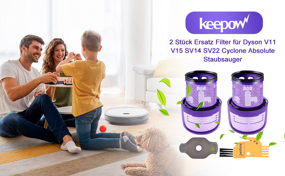Фільтр HEPA для пилососа Dyson V11/V15 (2 шт) - KEEPOW, сумісний з SV14, SV17, SV22