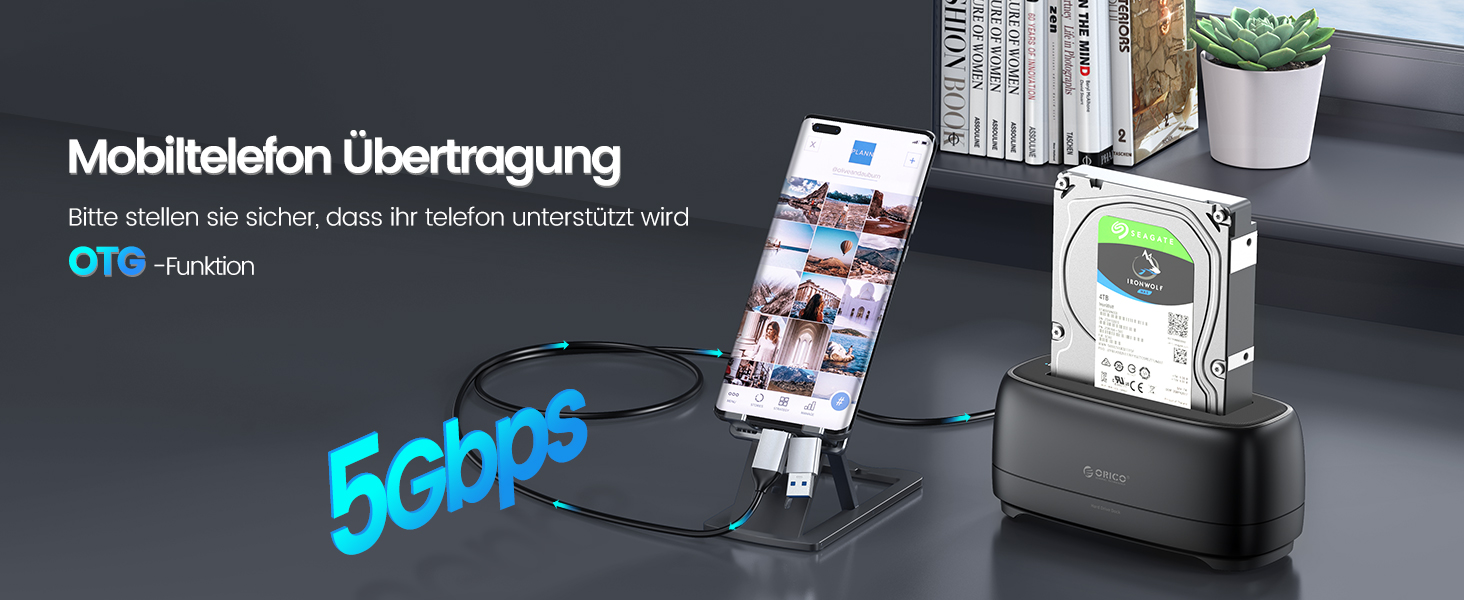 ORICO Док-станція для жорстких дисків, USB 3.2 Gen 1, для 2.5' та 3.5' HDD/SSD, підтримка UASP, 2 відсіки