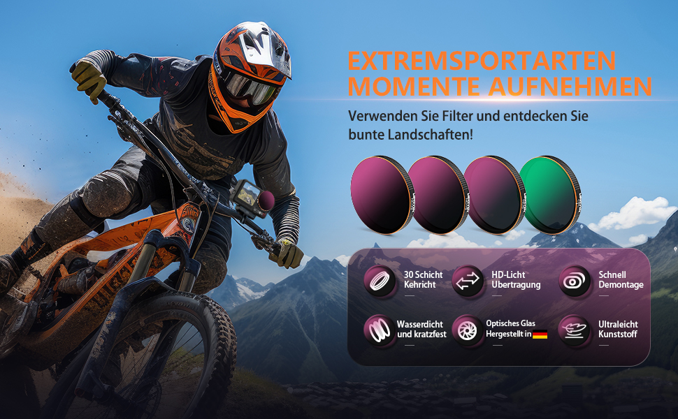 Набір фільтрів ND/CPL для DJI Osmo Action 5 Pro: CPL, ND8, ND16, ND32 (сумісний з Osmo Action 4/3)