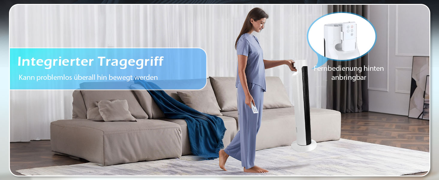 Вентилятор вежовий Aigostar Leise Turmventilator 76 см з осциляцією та таймером, 45 Вт