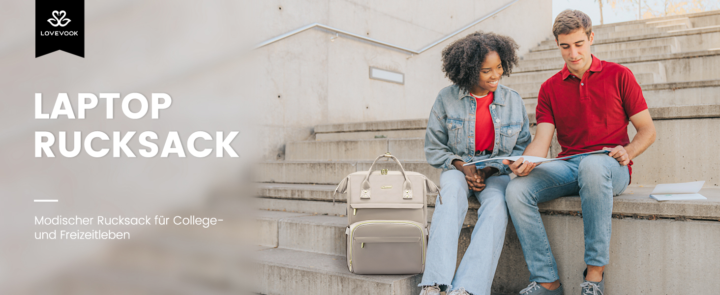 LOVEVOOK Рюкзак для жінок, шкільний рюкзак, рюкзак для ноутбука, водонепроникний, з USB-портом, для навчання, роботи, подорожей, темно-сірий, 17' (15.6', сірий Taro)