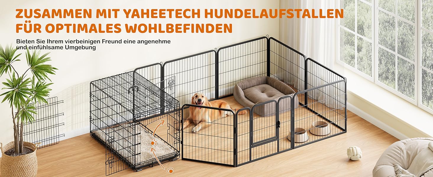 Клітка для собак Yaheetech 107x66x74.5 см, розкладний вольєр з перегородкою, 2 двері, висувна піддон, чорна, XL