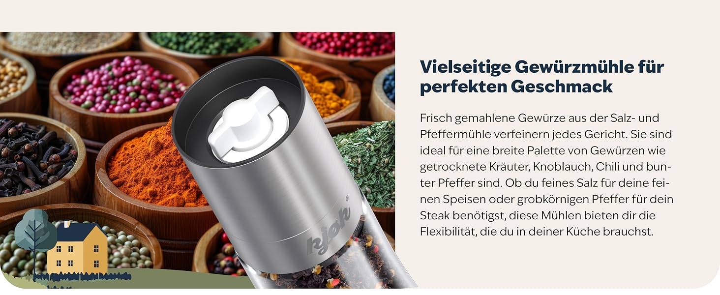 Набір для перцю та солі Kjøk Premium з нержавіючої сталі, 2 шт. з керамічним млинком