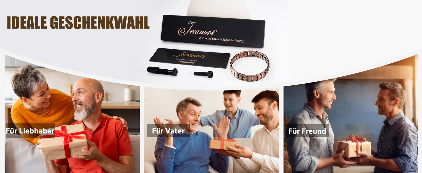 Масивне браслет на зап'ястя для чоловіків Jecanori з міді, регульований розмір, магнітний браслет з 3500 Гаус, подарункова коробка