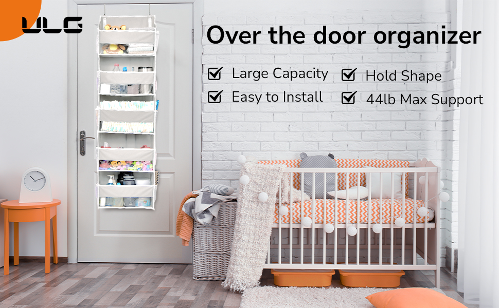 Органайзер для дверей ULG з 5 великими та 10 сітчастими кишенями, 20 кг вантажопідйомність, бежевий