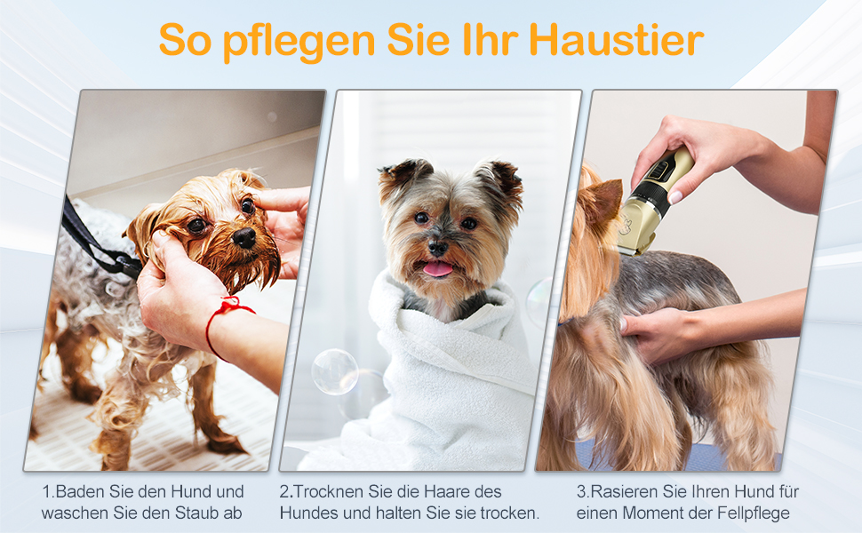 Професійна машинка для стрижки собак Leise, IPX7, бездротова, для довгої та густої шерсті, чорна