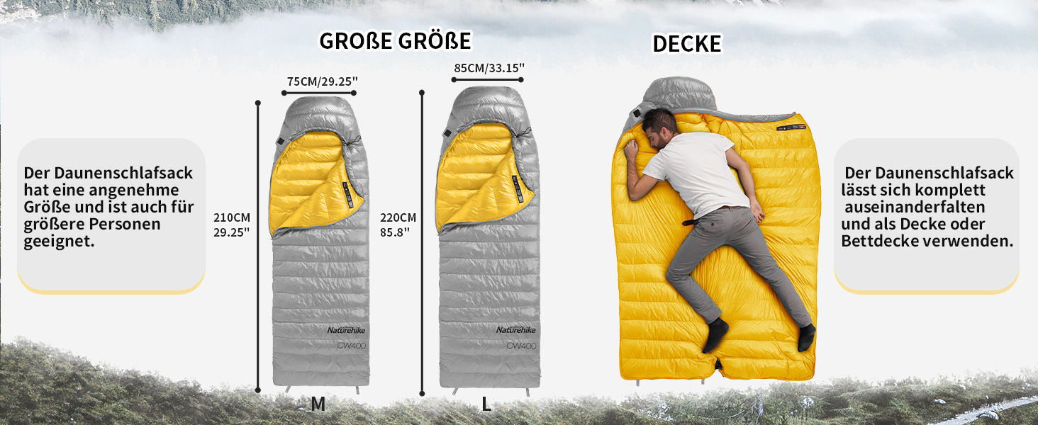 Спальний мішок Naturehike CW700/CW400, пуховий, ультралегкий, компактний, зимовий, для дорослих і дітей, 4 сезони, для кемпінгу, туризму, подорожей, з компресійним мішком
