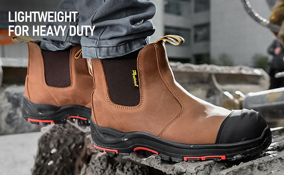 Черевики робочі S3 для чоловіків та жінок, M-8025NB. Безпечні черевики з водонепроникного та дихаючого шкіряного верху, легкі та зручні устілки, композитний захист пальців та антипрокольна підошва. Колір: бежевий, розмір: 44 EU, ширина: широка.