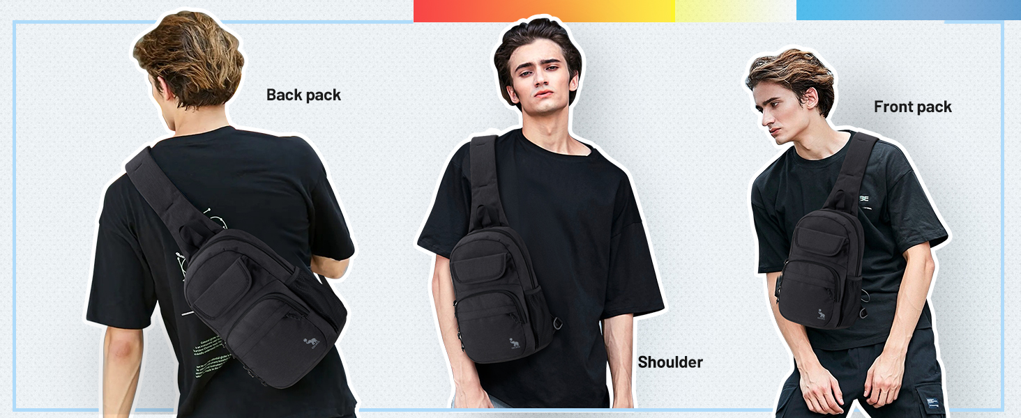 Чоловіча нагрудна сумка Oiwas, маленька сумка через плече для чоловіків та жінок, спортивна сумка для піших прогулянок та активного відпочинку (чорна)