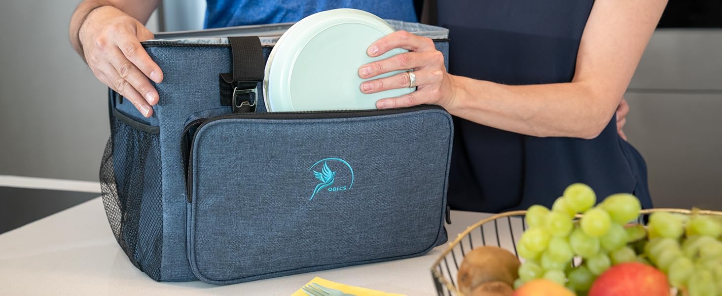 Термосумка 30л (складніша) з ізоляцією, 10-12 годин, з відкривачем, PEVA, для роботи, офісу, пікніка, покупок, будівництва (30л, блакитна)