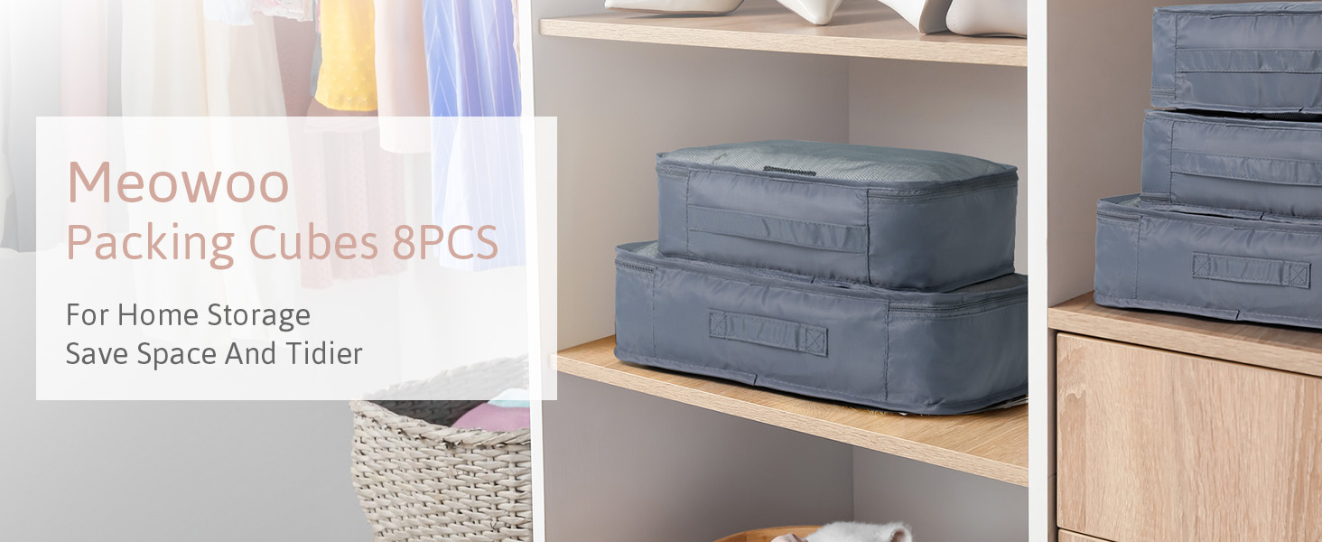 Органайзер для валізи Meowoo, набір 8 шт. (сірий): кубики для пакування, органайзери для подорожей та бізнесу