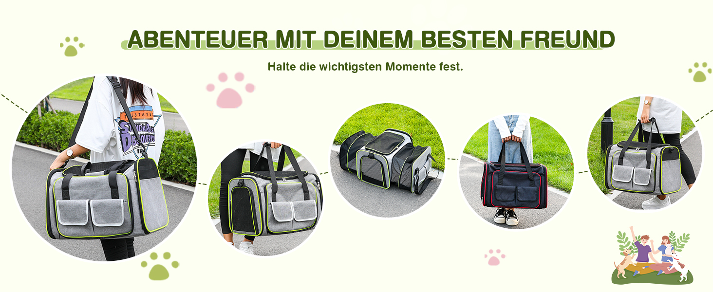 Розширювана переноска для котів та собак ALLSOPETS. Складана переноска для домашніх тварин, сумка-переноска для подорожей, походів, кемпінгу (Сірий, S)