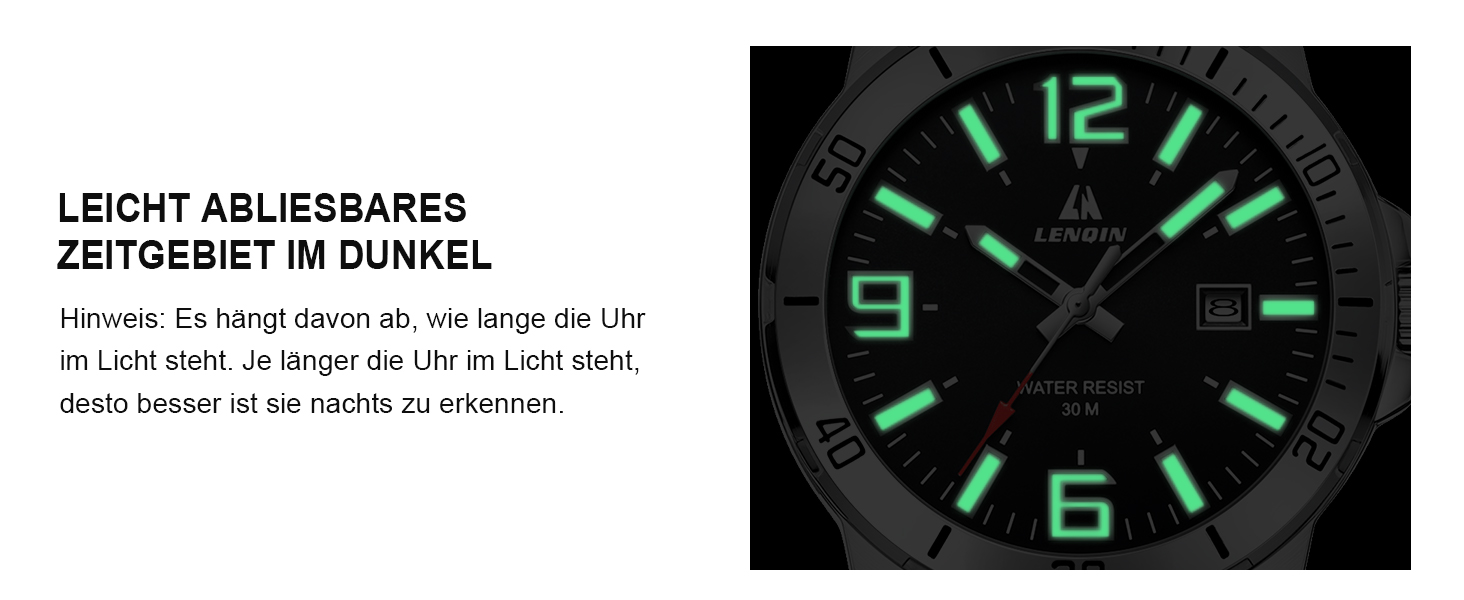 Годинник чоловічий LN LENQIN з нержавіючої сталі, водонепроникний, з датою, кварцовий, аналоговий, бізнес-стиль (сріблястий, чорний)