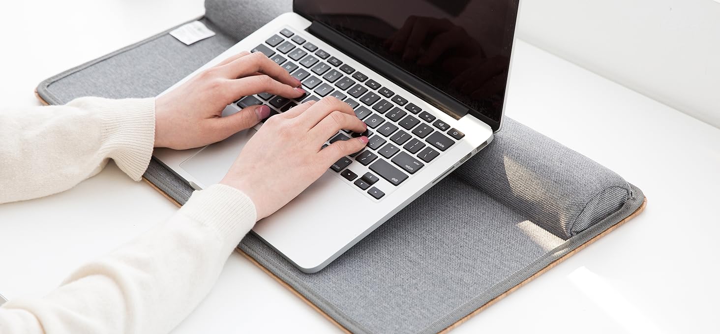 Підставка для ноутбука на колінах, Laptoptisch для дому, офісу, ліжка, дивану – дерев'яний дизайн, розмір L (30.5 x 57 x 4.5 см)