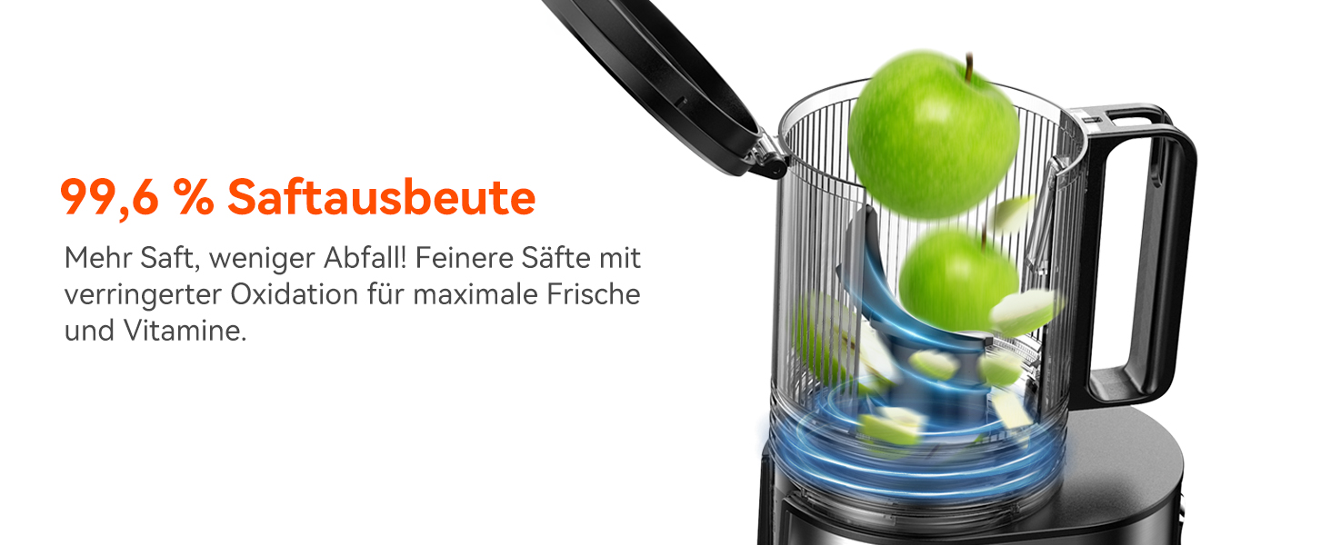 Соковитискач CelerySpec Slow Juicer - переможець тесту, для цілих овочів та фруктів, 130 мм, 1.8л, BPA-free, 250W, з функцією зворотного ходу, нержавіюча сталь, чорний