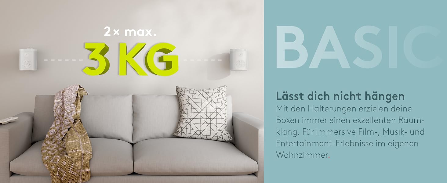 Настінний кронштейн-підставка для колонки Goobay Sonos One / One SL, білий, з кабель-менеджментом, висота 71 см, вантажопідйомність 3 кг