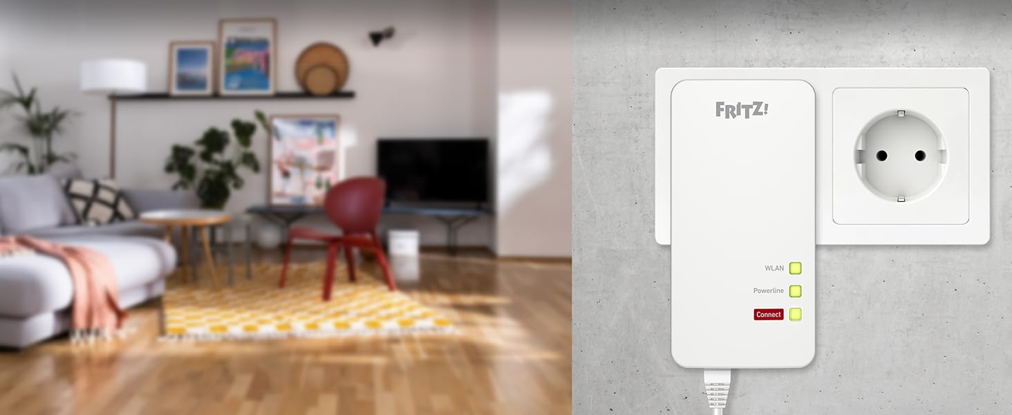 Повторювач Wi-Fi FRITZ!WLAN Mesh 600 - Mesh система, WLAN N до 600 Мбіт/с (2.4 ГГц), WPS, компактний, німецька версія
