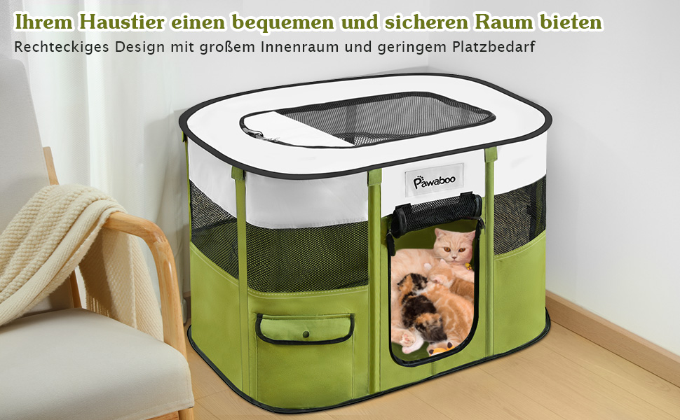 Pawaboo: Переносний вольєр для тварин, складаний вольєр для собак та котів, зелений, 90x70x60 см