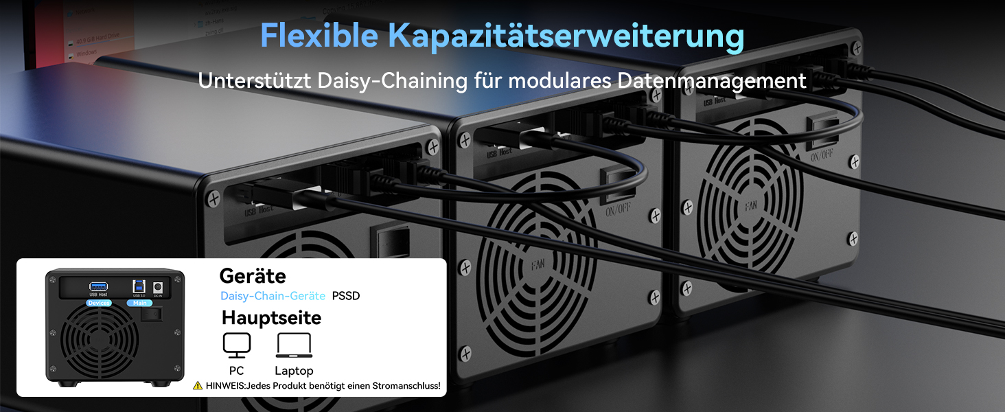 Корпус для жорстких дисків на 3 відсіки з алюмінію, USB 3.0, SATA HDD/SSD, Hot-Swap, DAS (без RAID/NAS)