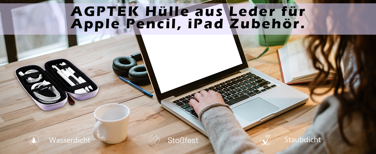 Чохол для Apple Pencil та інших стилусів: преміум шкіра, USB-кабель, фіолетовий
