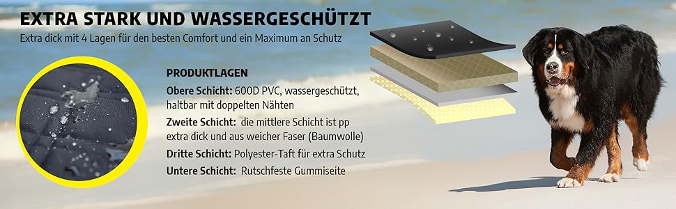 Накладка на сидіння автомобіля Meadowlark® для собак - Водонепроникна, XL (137x147 см), чорна. Захист від бруду, шерсті та подряпин. З 2 чохлами на підголівники.
