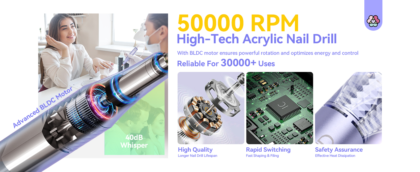 Набір для манікюру та педикюру Saviland 50000 об/хв з LCD-дисплеєм та 13 фрезерними насадками