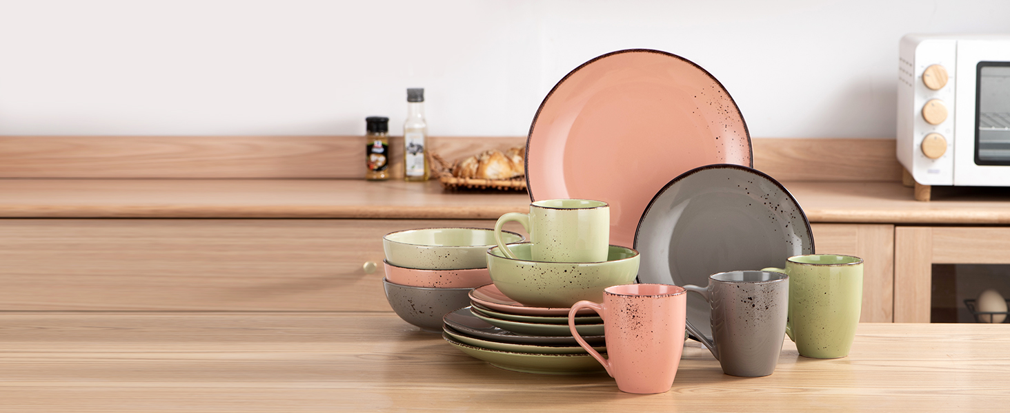 Сервіз Vancasso Serie Navia Teller, 32 елементи, на 8 осіб, сучасний дизайн, багатобарвний, набір 16 тарілок