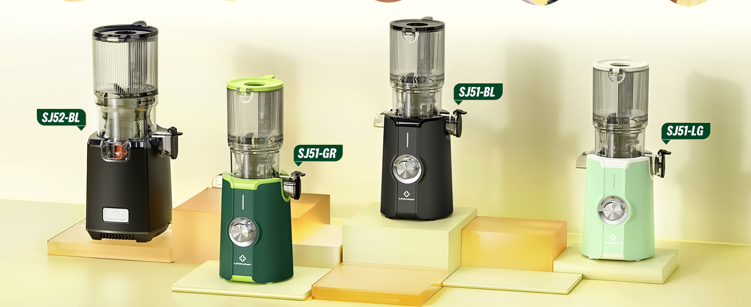 Шнекова соковижималка LINKChef Slow Juicer для овочів та фруктів, широкий завантажувальний отвір 115 мм, потужність 200 Вт, BPA-free, чорна