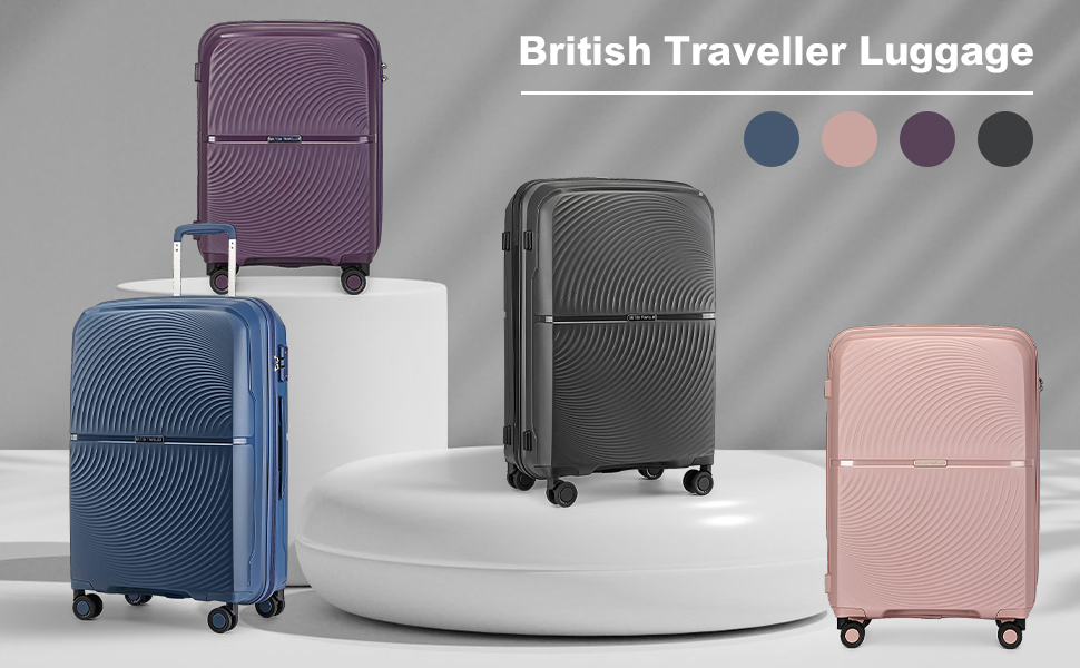 Набір валіз British Traveller: рожевий, з TSA-замком, 3 шт. (100% PP)